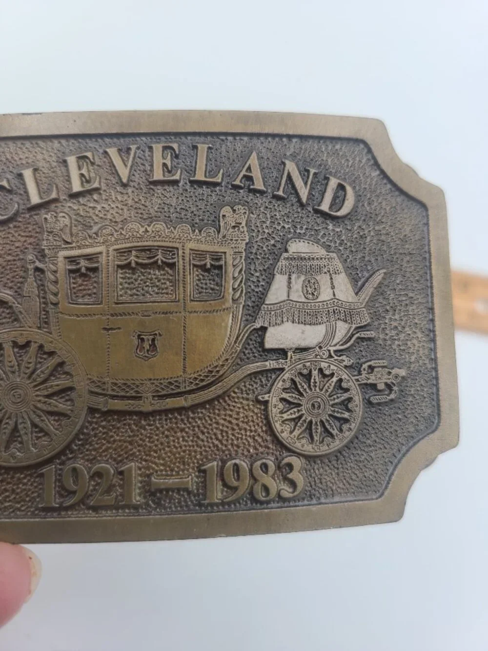 Cleveland Brass Belt Buckle 1921-1983 Carriage Wells Fargo?